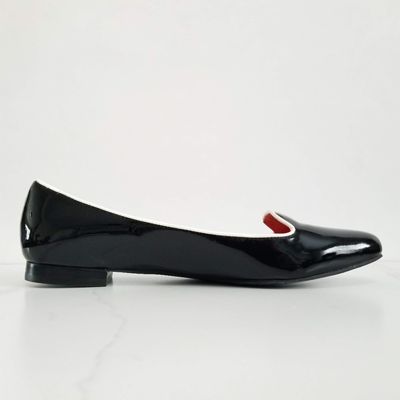 VIA SPIGA EDINA Flats Loafers Black White Patent - Picture 5 of 12